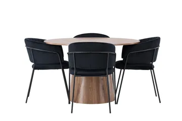 Lanzo Matgrupp 120 cm Rund med 4 Selma Stolar - Natur - Products - Möbler - Bord & matgrupp - Matgrupp