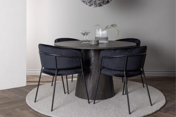 Lanzo Matgrupp 120 cm Rund med 4 Selma Stolar - Svart - Products - Möbler - Bord & matgrupp - Matgrupp