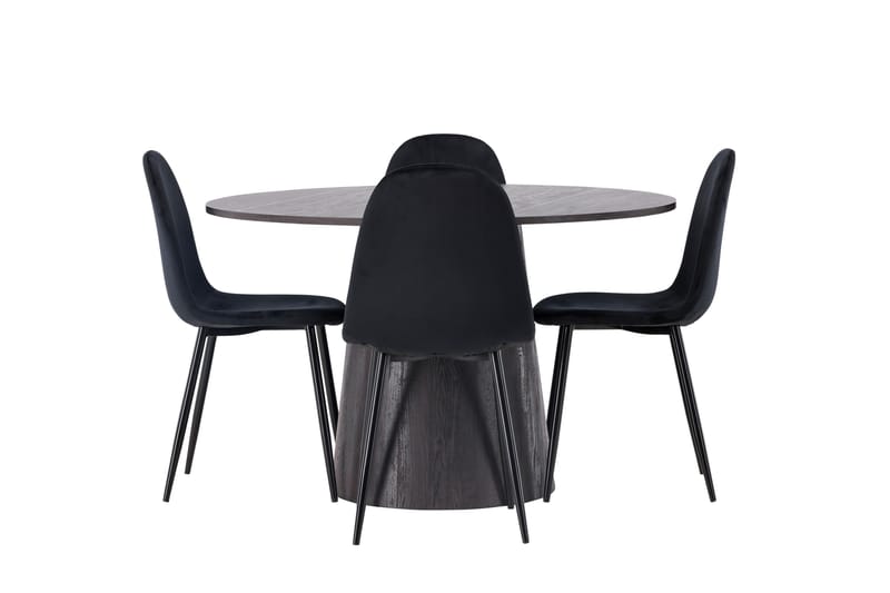 Lanzo Matgrupp 120 cm Rund med 4 Polar stolar - Svart - Products - Möbler - Bord & matgrupp - Matgrupp