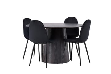 Lanzo Matgrupp 120 cm Rund med 4 Polar stolar - Svart - Products - Möbler - Bord & matgrupp - Matgrupp