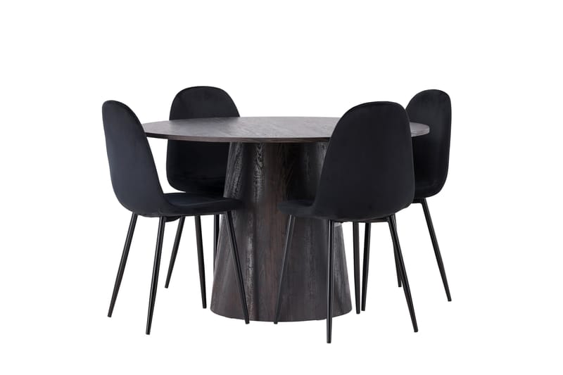 Lanzo Matgrupp 120 cm Rund med 4 Polar stolar - Svart - Products - Möbler - Bord & matgrupp - Matgrupp