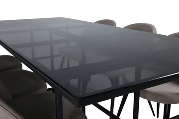 Leif Matgrupp 200 cm Rektangulär med 6 Velvet stolar - Beige - Products - Möbler - Bord & matgrupp - Matgrupp