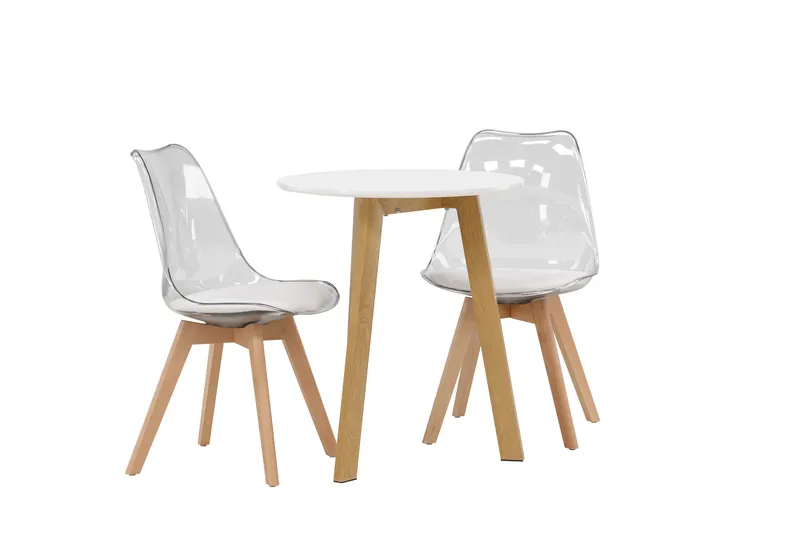 Leonora Matgrupp 65 cm Rund med 2 Edvin stolar - Vit - Products - Möbler - Bord & matgrupp - Matgrupp