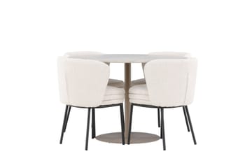 Lycke Matgrupp 110 cm Rund med 4 Agnes stolar - Beige/Vit - Products - Möbler - Bord & matgrupp - Matgrupp