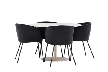 Lycke Matgrupp 110 cm Rund med 4 Berit stolar - Beige/Svart - Products - Möbler - Bord & matgrupp - Matgrupp