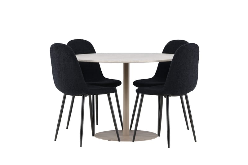 Lycke Matgrupp 110 cm Rund med 4 Polar stolar - Beige/Svart - Products - Möbler - Bord & matgrupp - Matgrupp
