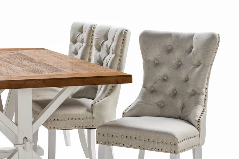 Lyon Förlängningsbar Matgrupp 200 cm inkl 6 Bergviken Stolar - Brun/Vit - Products - Möbler - Bord & matgrupp - Matgrupp