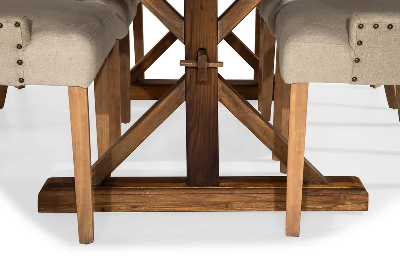 Lyon Förlängningsbar Matgrupp 200 cm med 6 Viktoria Fåtölj - Brunt Trä / Natur Beige - Products - Möbler - Bord & matgrupp - Matgrupp