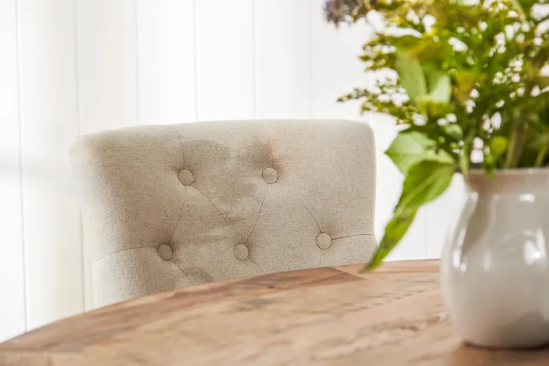 Lyon Matgrupp Ø150 cm Rund med 4 st Viktoria Stolar - Vintage Alm / Beige - Products - Möbler - Bord & matgrupp - Matgrupp