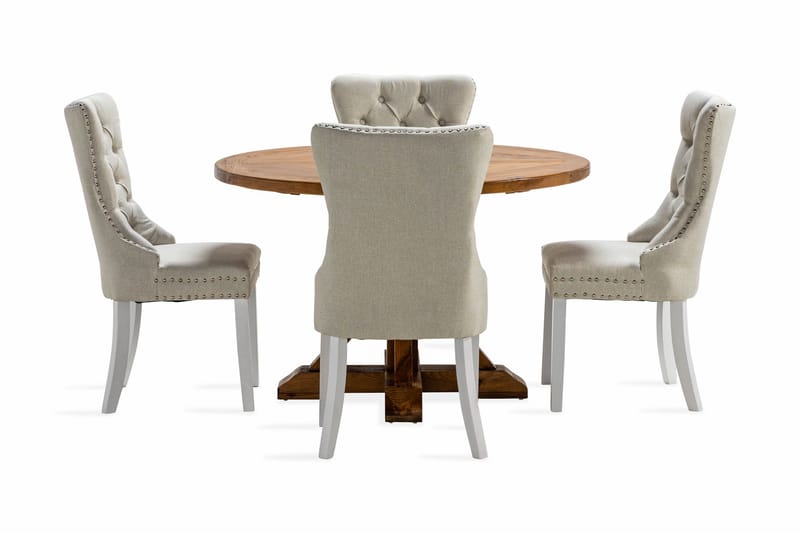 Lyon Matgrupp 120 cm Rund inkl 4 Bergviken Stolar - Brun - Products - Möbler - Bord & matgrupp - Matgrupp