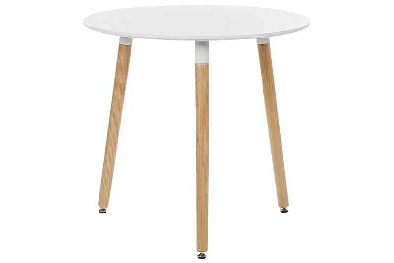 Magog Matbord 80 cm Rund, Vit/Ljusbrun