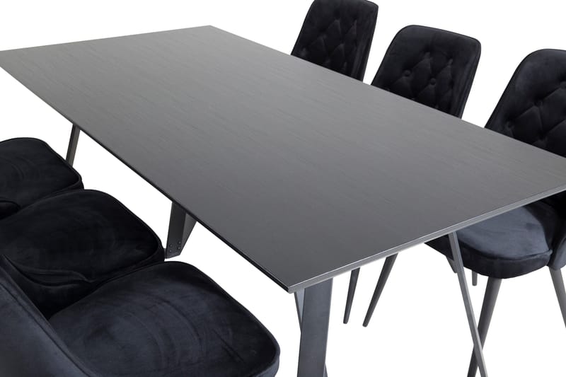Marina Matgrupp 180 cm Rektangulär med 6 Velvet Deluxe stolar - Svart - Products - Möbler - Bord & matgrupp - Matgrupp