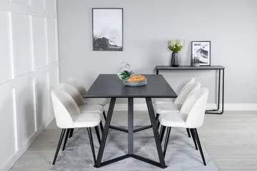 Marina Matgrupp 180 cm Rektangulär med 6 Velvet stolar - Beige - Products - Möbler - Bord & matgrupp - Matgrupp