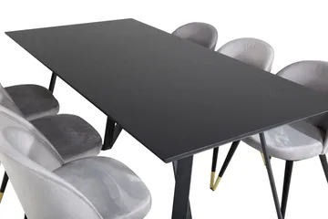 Marina Matgrupp 180 cm Rektangulär med 6 Velvet stolar - Svart - Products - Möbler - Bord & matgrupp - Matgrupp