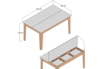 Lissione Matbord 145x88 cm Brun/Vit - Hanah Home - Products - Möbler - Bord & matgrupp - Matbord & köksbord