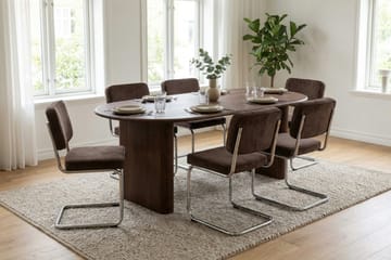 Noira Matgrupp förlängningsbart 160-220 cm Valnöt med 6 Milva Matstolar - Valnöt - Products - Möbler - Bord & matgrupp - Matgrupp