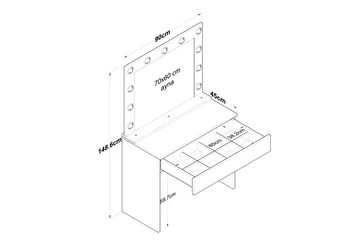 Naomori Sminkbord 90 cm - Vit - Products - Möbler - Bord & matgrupp - Sminkbord & toalettbord