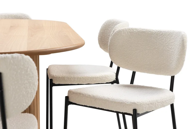 Noira Matbord 220 cm Massiv Ek med 6st Gemmiano Matstol - Natur - Products - Möbler - Bord & matgrupp - Matgrupp