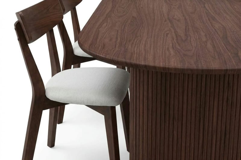 Noira Matgrupp 220 cm rektangulärt i Valnöt med 6 Amelia Matstolar med Dyna - Valnöt/Beige - Products - Möbler - Bord & matgrupp - Matgrupp