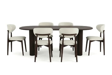 Noira Matgrupp förlängningsbart 160-220 cm Rökt Ek med 6 Molly Matstolar - Rökt ek - Products - Möbler - Bord & matgrupp - Matgrupp