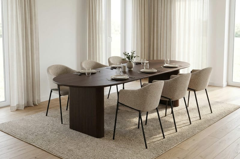 Noira Matgrupp förlängningsbart 220-320 cm Rökt Ek med 6 Filip Matstolar - Rökt ek - Products - Möbler - Bord & matgrupp - Matgrupp