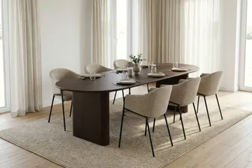Noira Matgrupp förlängningsbart 220-320 cm Rökt Ek med 8 Filip Matstolar - Rökt ek - Products - Möbler - Bord & matgrupp - Matgrupp