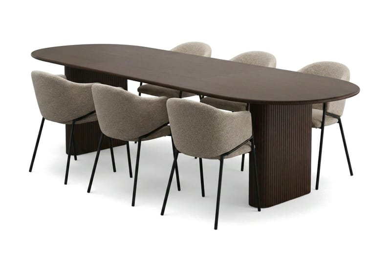 Noira Matgrupp förlängningsbart 220-320 cm Rökt Ek med 8 Filip Matstolar - Rökt ek - Products - Möbler - Bord & matgrupp - Matgrupp