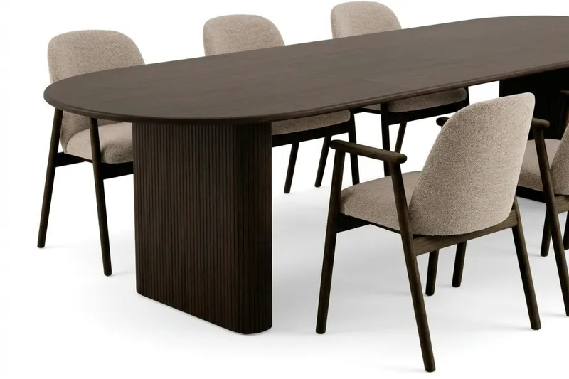 Noira Matgrupp förlängningsbart 220-320 cm Rökt Ek med 8 Reciclar Matstolar - Rökt ek - Products - Möbler - Bord & matgrupp - Matgrupp