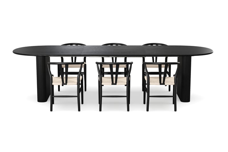 Noira Matgrupp förlängningsbart 220-320 cm Svart med 6 Dastoori Matstolar - Svart - Products - Möbler - Bord & matgrupp - Matgrupp