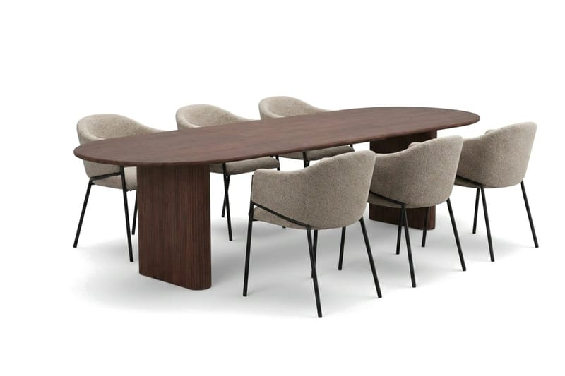 Noira Matgrupp förlängningsbart 220-320 cm Valnöt med 6 Filip Matstolar - Valnöt - Products - Möbler - Bord & matgrupp - Matgrupp