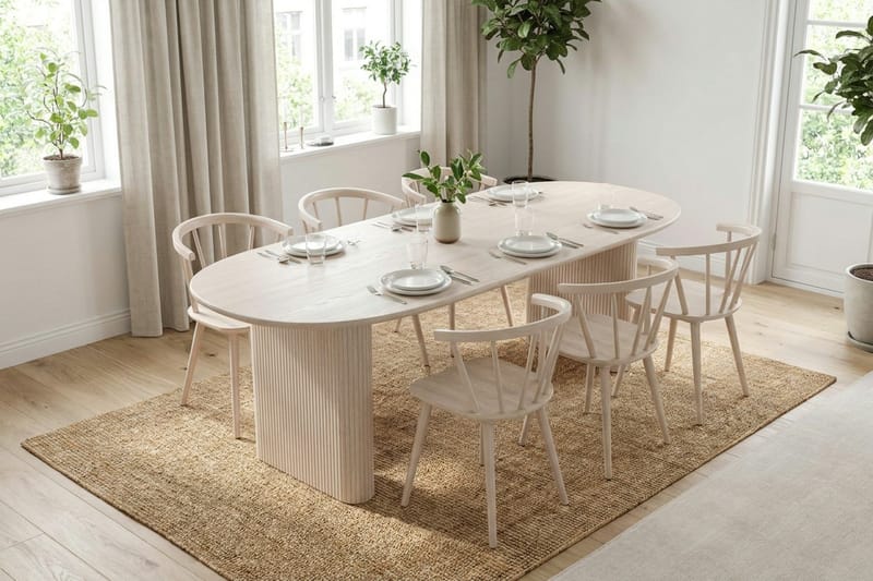 Noira Matgrupp rektangulärt 220 cm Vitlaserad med 6 Tyrö Matstolar - Vitlaserad - Products - Möbler - Bord & matgrupp - Matgrupp