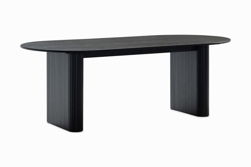 Noira Ovalt Matbord 220 cm Svart +  8 st Nibe stol svart med valnöt ben - Svart - Products - Möbler - Bord & matgrupp - Matgrupp