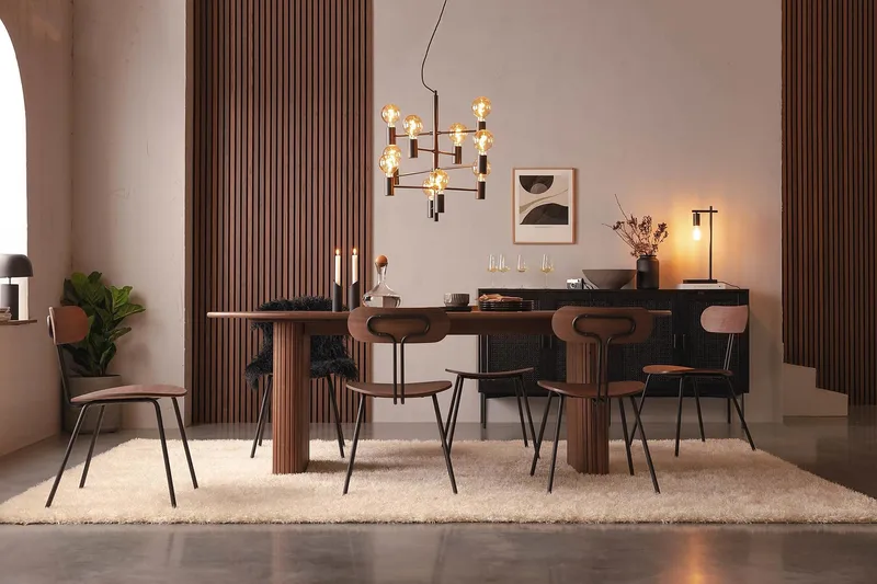 Noira Ovalt Matbord Valnöt 220 cm Ribbad - Mörkbrunt / Brunt Trä - Products - Möbler - Bord & matgrupp - Matbord & köksbord