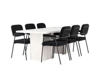 Olga Matgrupp 200 cm Rektangulär med 6 Yesterday Stolar - Svart - Products - Möbler - Bord & matgrupp - Matgrupp