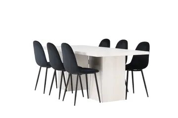Olga Matgrupp 200 cm Rektangulär med 6 Polar Stolar - Svart - Products - Möbler - Bord & matgrupp - Matgrupp