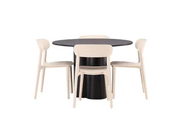 Olivia Matgrupp 110 cm Rund med 4 Åstol Stolar - Beige - Products - Möbler - Bord & matgrupp - Matgrupp
