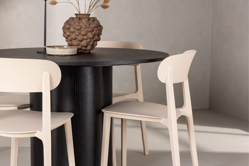 Olivia Matgrupp 110 cm Rund med 4 Åstol Stolar - Beige - Products - Möbler - Bord & matgrupp - Matgrupp