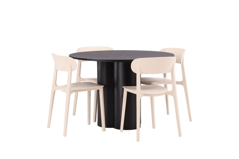 Olivia Matgrupp 110 cm Rund med 4 Åstol Stolar - Beige - Products - Möbler - Bord & matgrupp - Matgrupp
