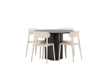 Olivia Matgrupp 110 cm Rund med 4 Åstol stolar - Beige - Products - Möbler - Bord & matgrupp - Matgrupp
