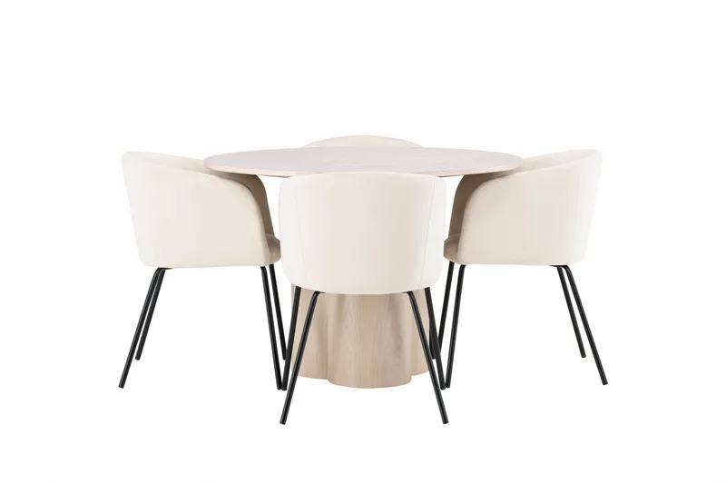 Olivia Matgrupp 110 cm Rund med 4 Berit stolar, Whitewash