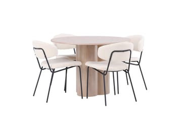 Olivia Matgrupp 110 cm Rund med 4 Chico Stolar - Whitewash - Products - Möbler - Bord & matgrupp - Matgrupp