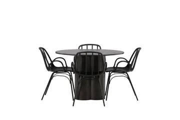 Olivia Matgrupp 110 cm Rund med 4 Dyrön stolar - Svart - Products - Möbler - Bord & matgrupp - Matgrupp