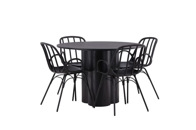 Olivia Matgrupp 110 cm Rund med 4 Dyrön Stolar - Svart - Products - Möbler - Bord & matgrupp - Matgrupp