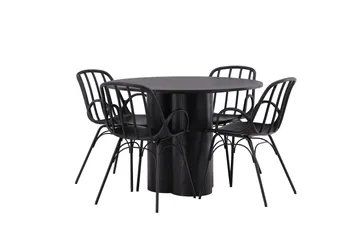 Olivia Matgrupp 110 cm Rund med 4 Dyrön Stolar - Svart - Products - Möbler - Bord & matgrupp - Matgrupp