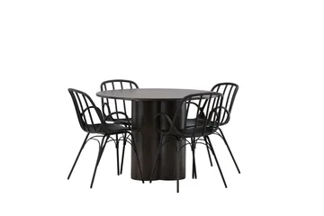 Olivia Matgrupp 110 cm Rund med 4 Dyrön stolar - Svart - Products - Möbler - Bord & matgrupp - Matgrupp