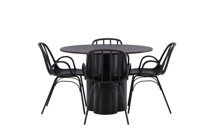 Olivia Matgrupp 110 cm Rund med 4 Dyrön Stolar - Svart - Products - Möbler - Bord & matgrupp - Matgrupp