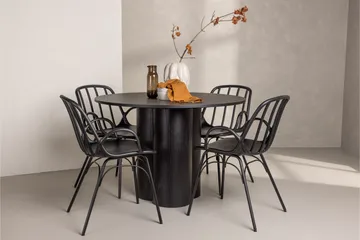 Olivia Matgrupp 110 cm Rund med 4 Dyrön Stolar - Svart - Products - Möbler - Bord & matgrupp - Matgrupp