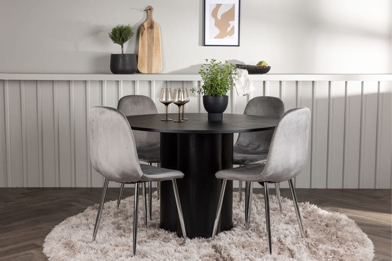 Olivia Matgrupp 110 cm Rund med 4 Eva Stolar - Svart - Products - Möbler - Bord & matgrupp - Matgrupp