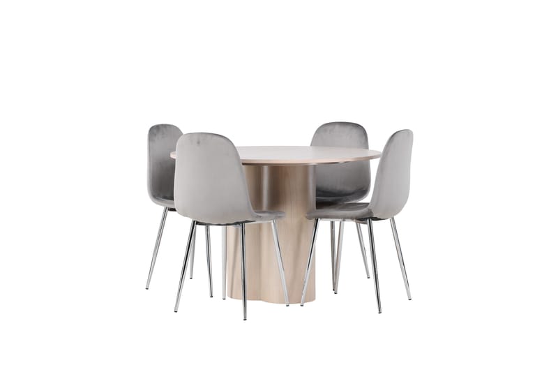 Olivia Matgrupp 110 cm Rund med 4 Eva stolar - Whitewash - Products - Möbler - Bord & matgrupp - Matgrupp