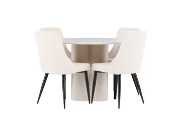 Olivia Matgrupp 110 cm Rund med 4 Leone stolar - Beige/Beige - Products - Möbler - Bord & matgrupp - Matgrupp